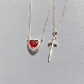 Titanium Steel Couple Necklace Set – Heart & Sword - Krayzen 