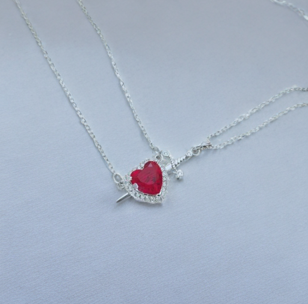 Titanium Steel Couple Necklace Set – Heart & Sword - Krayzen 